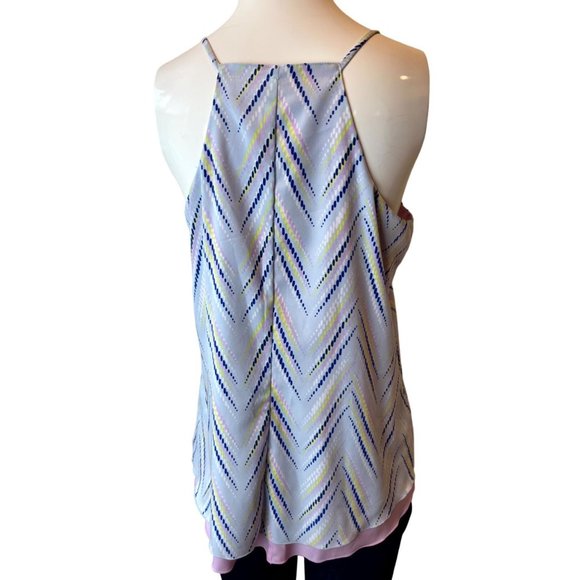 Candies Womens Cami Tank Top Chevron Lavender Reversible Gray Blue Size Large - Picture 2 of 5